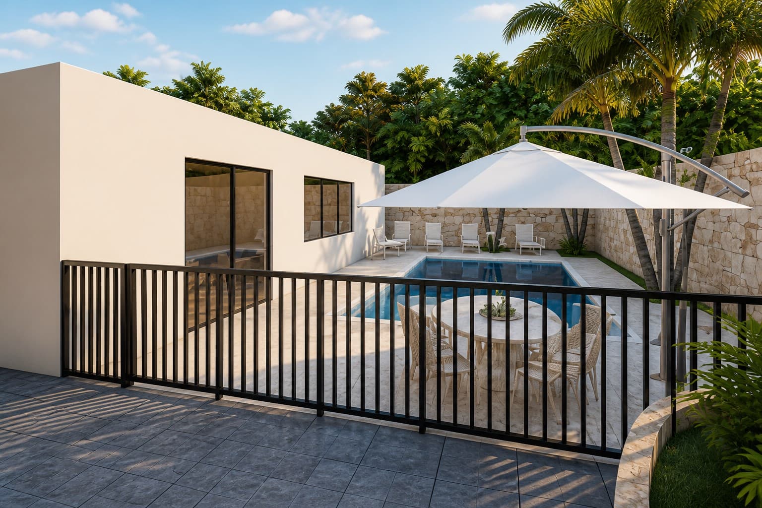 Piscina y terraza de 125 Garden Suites